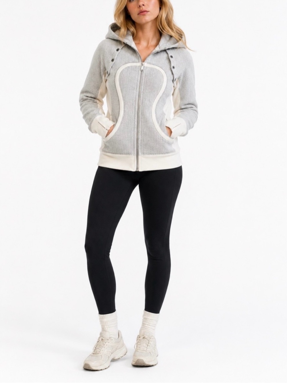 Rare Lululemon Special Edition Ghost Herringbone Scuba Hoodie Vest Jacket Sz 4